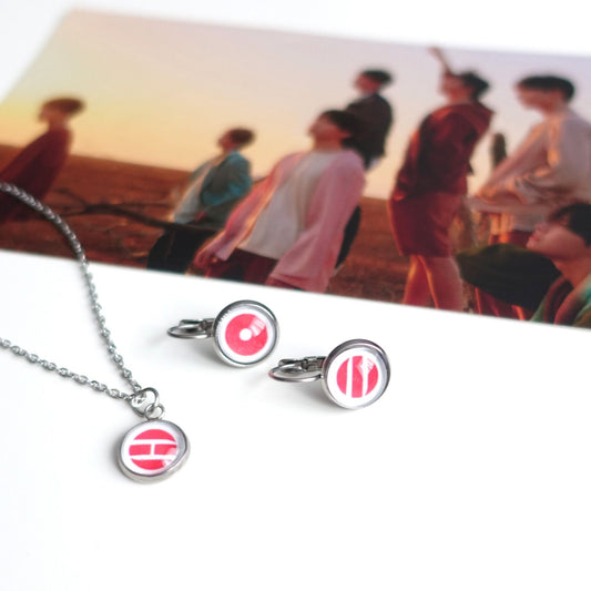 BTS Arirang inspired necklace and earrings with cabochon elements - as a set or separately