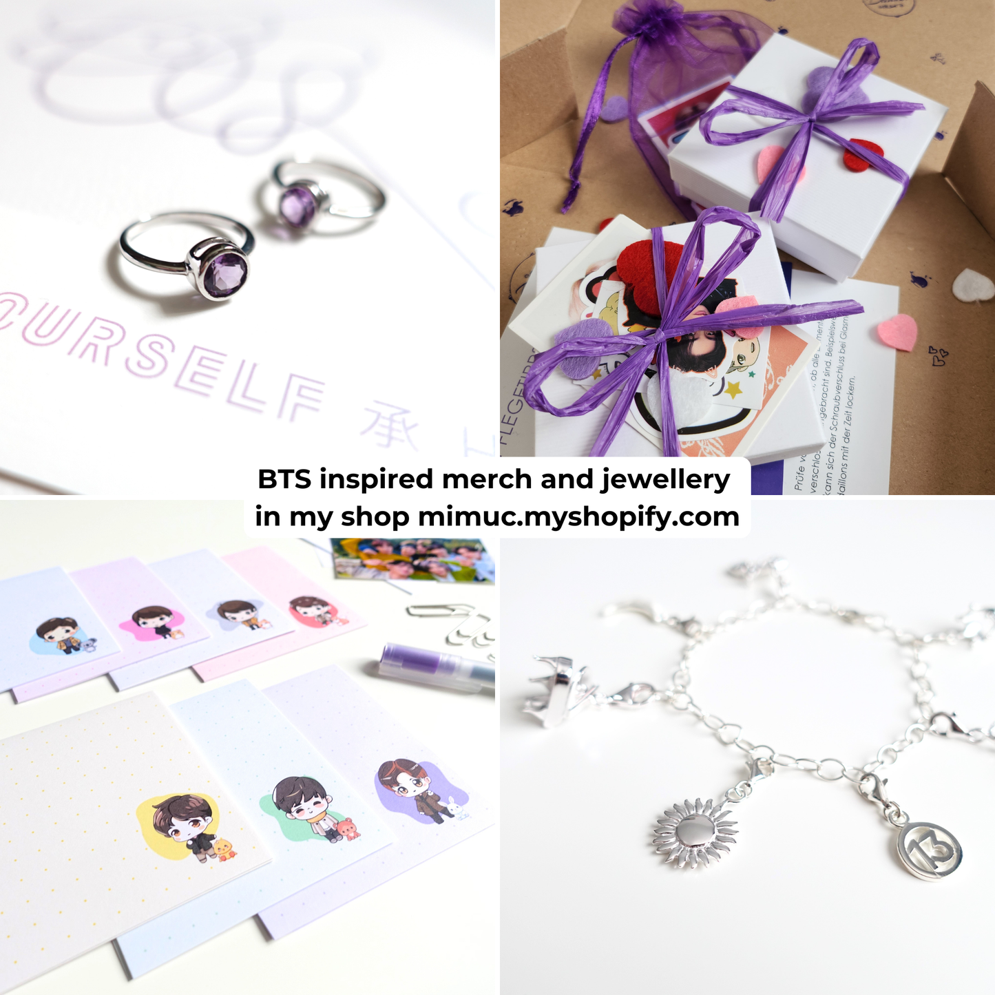 BTS inspired Borahae key ring made of purple acrylic