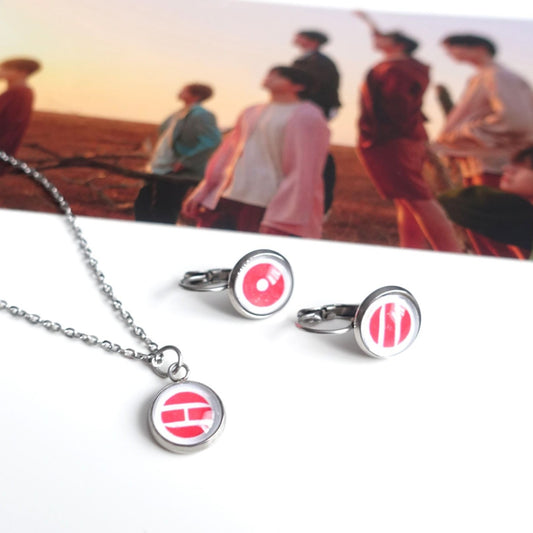 BTS Arirang inspired necklace and earrings with cabochon elements - as a set or separately