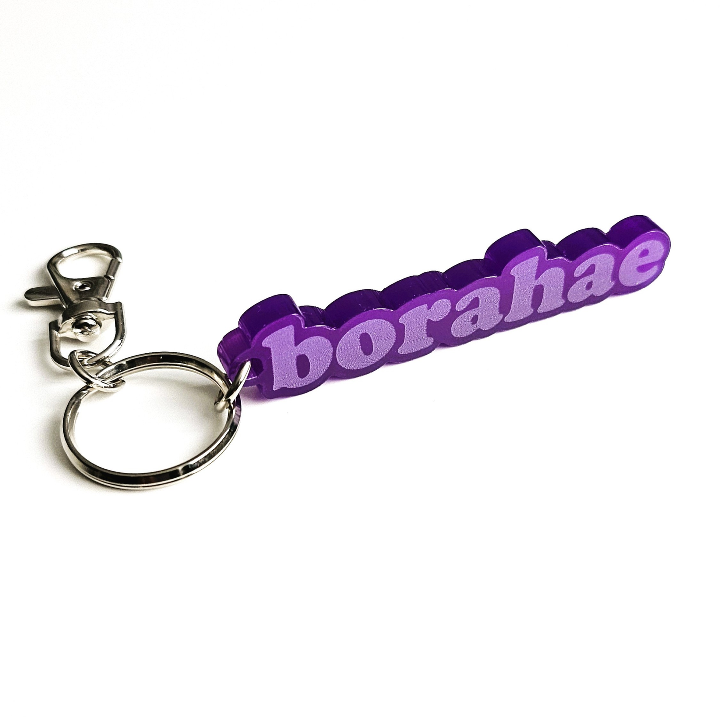 BTS inspired Borahae key ring made of purple acrylic