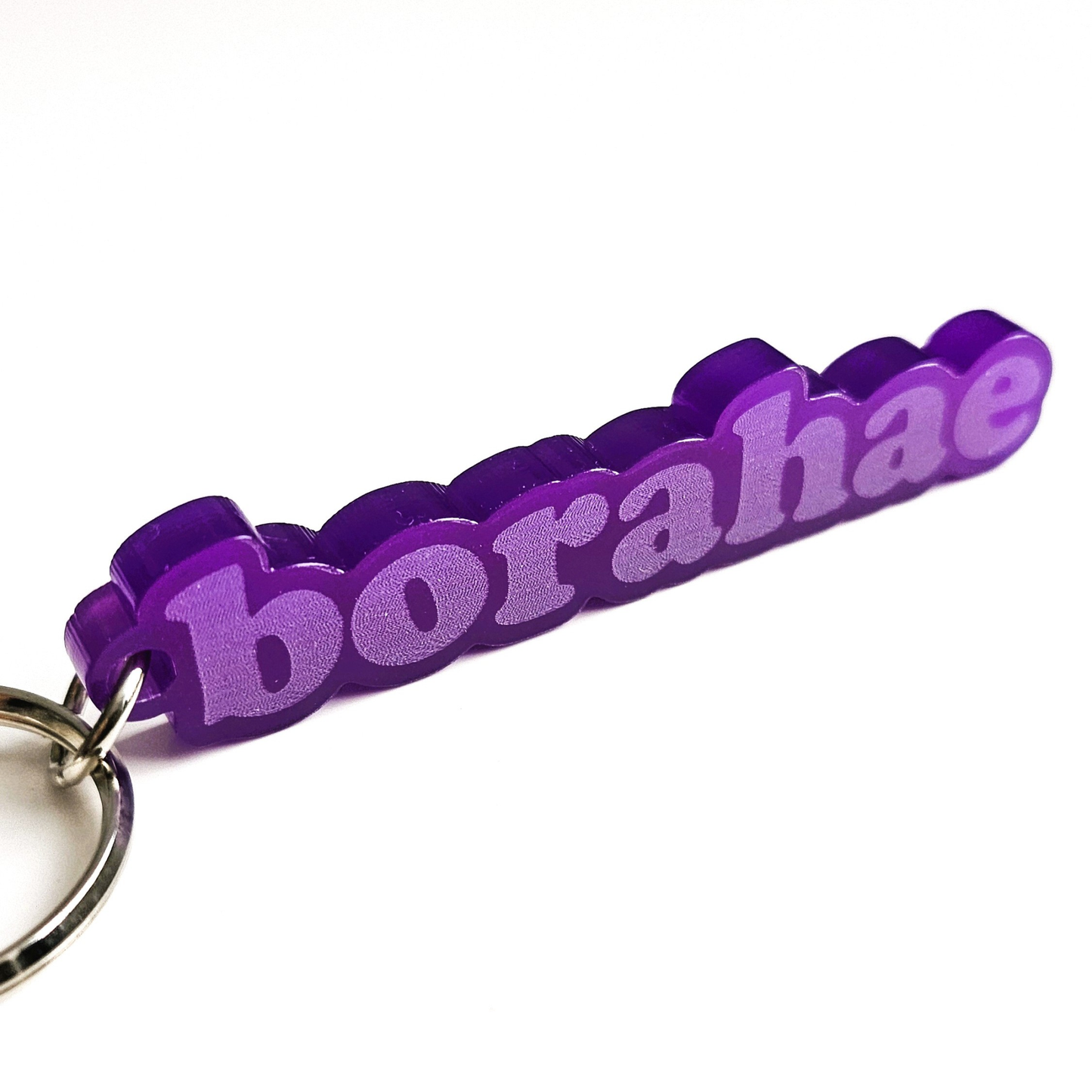 BTS inspired Borahae key ring made of purple acrylic