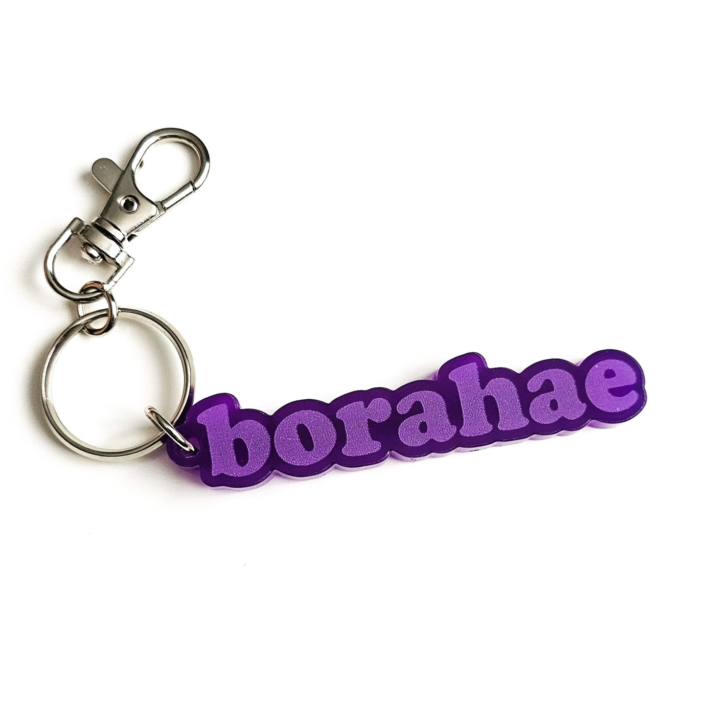 BTS inspired Borahae key ring made of purple acrylic
